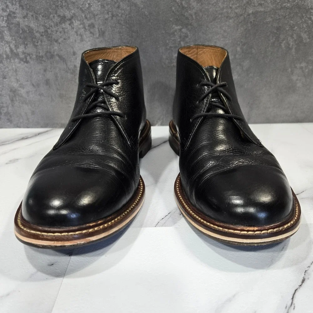 Cole Haan Barron Mens 9M Black Leather Chukka Desert Boots Ankle Lace Up Casual